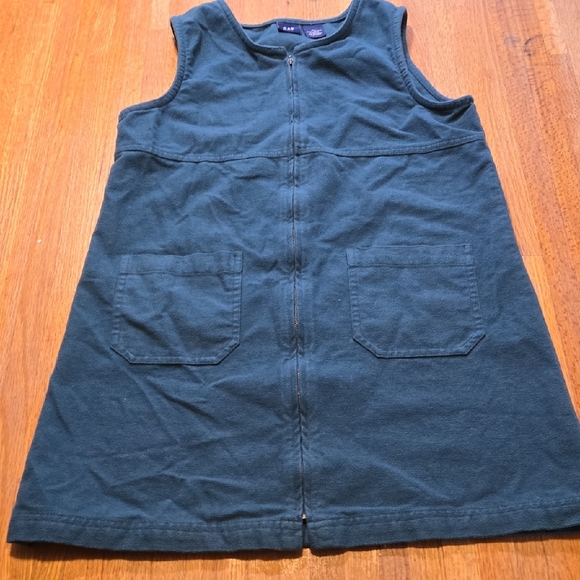 GAP Other - GAP‎ Girls XL Dark Teal Cotton Front Full Zip Sleeveless Pocket Jumper Dress